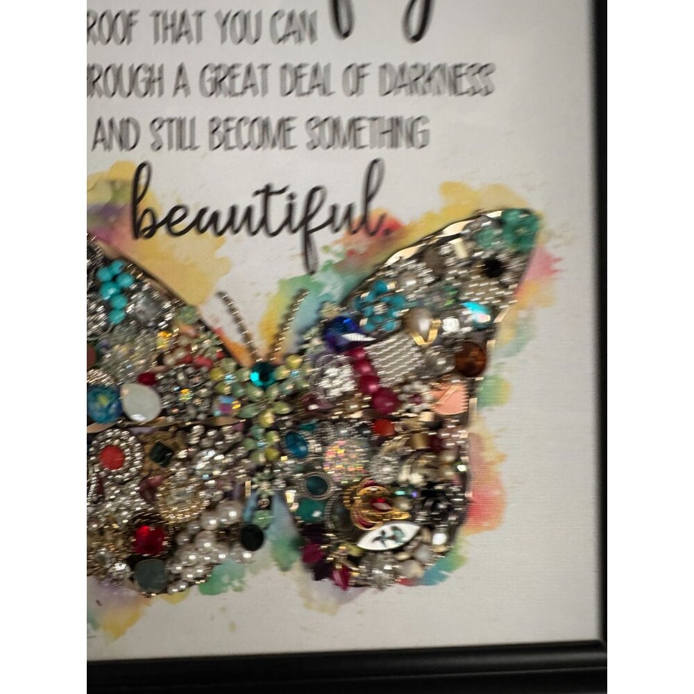 Designs By Betty Signed Butterfly Jewelry Art Quote Framed Collage 14" X 17" - Picture 8 of 12